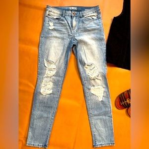 Distressed jeans size 13 light blue wash.